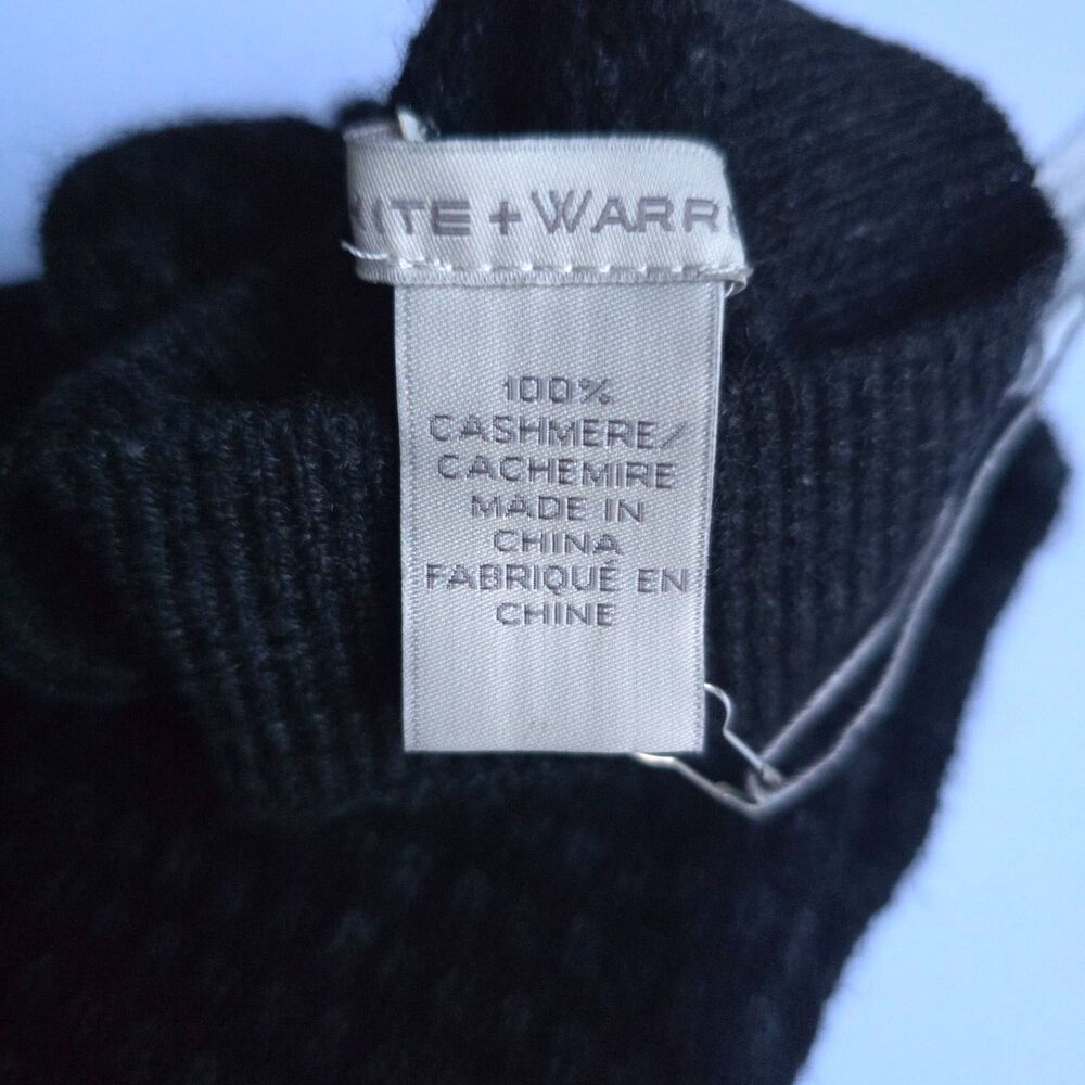 WHITE + WARREN 100% Cashmere Black Textured Hand Warmers Fingerless Gloves